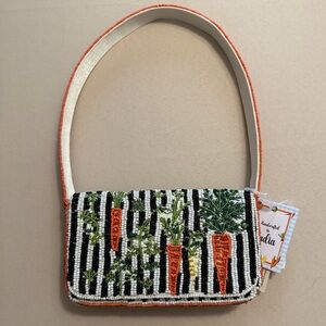 India Beaded Bag Carrots, Carrot Cake with Black & White Stripes